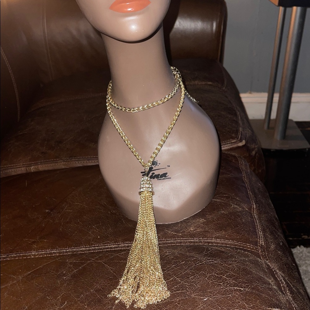 Gold Chain Tassel Necklace